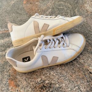 Veja Women's White and Tan Sneakers